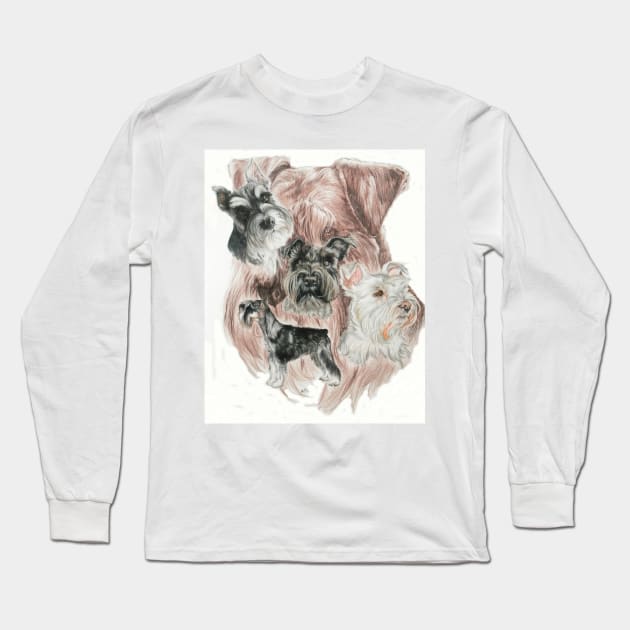 Miniature Schnauzer Medley Long Sleeve T-Shirt by BarbBarcikKeith